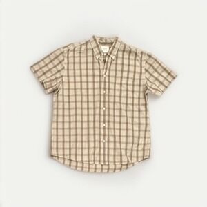 Billy Reid Men's Gingham Oxford Sport Shirt, Tan, Size XL - New With Tags